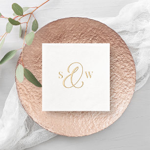 Servilletas Con Brillo Elegante Monograma Ampersand Luxe Boda Oro