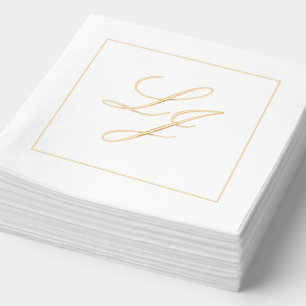 Servilletas Con Brillo Elegante Monogramado Simple Script Boda Gold