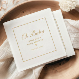 Servilletas Con Brillo Elegante Oh Baby letra caligráfica Baby Shower