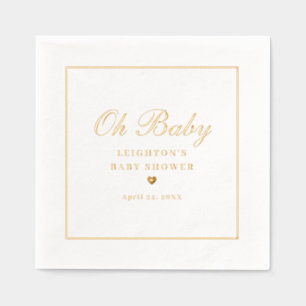 Servilletas Con Brillo Elegante Oh Baby Script Calligraphy Baby Shower
