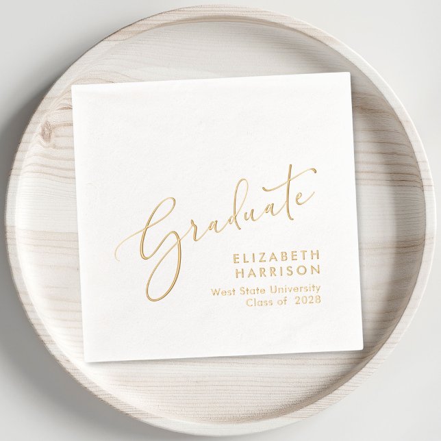 Servilletas Con Brillo Elegante Partido de Graduación de Guiones (Elevate your graduation party decor with these classic and elegant foil napkins)