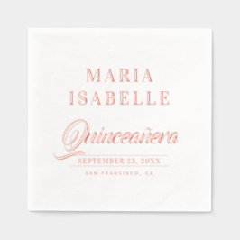 Servilletas Con Brillo Elegante Rosa Fiesta de cumpleaños Quinceanera Gol