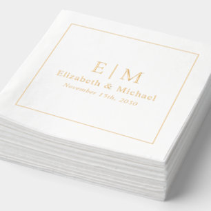 Servilletas Con Brillo Elegante tipografía monogramada guión Boda oro