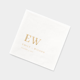 Servilletas Con Brillo Elegante Typografía Mínima Monograma Matrimonio pe
