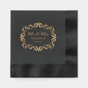 Servilletas Con Brillo Elegante victoriano Sr. y Sra. Boda