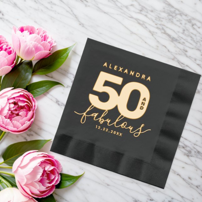 Servilletas Con Brillo Elegante y moderno Girly 50 y fabuloso (Insitu (Boda))