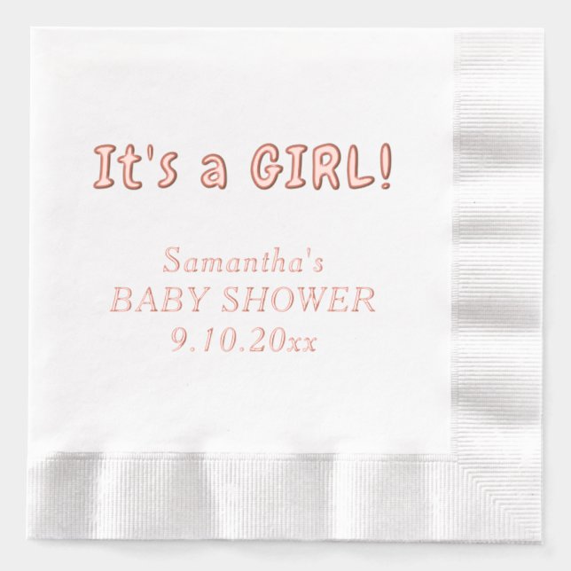 Servilletas Con Brillo Es un nombre Baby Shower Chica (Anverso)