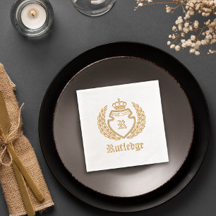 Servilletas Con Brillo Escudo de cosecha de monograma de cosecha estable