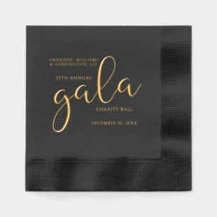 Servilletas Con Brillo Evento de Gala de Caridad Elegante Negro y Oro