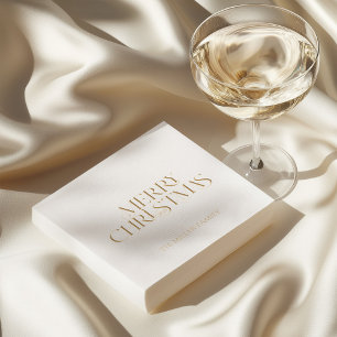 Servilletas Con Brillo Fancy Merry Christmas Retro Typography