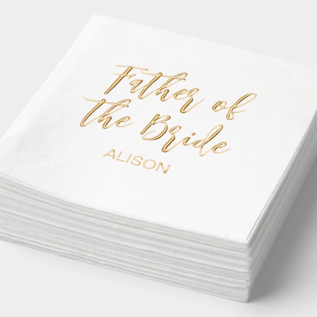 Servilletas Con Brillo Father of the Bride Gold White  (Detalle)