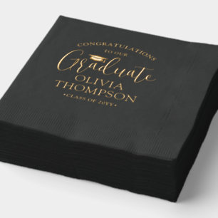 Servilletas Con Brillo Felicitaciones Graduate Elegant Black and Gold