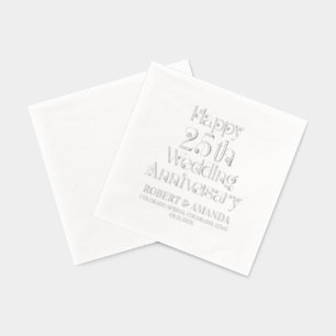 Servilletas Con Brillo Feliz 25° Aniversario Boda de la Tipografía Retro
