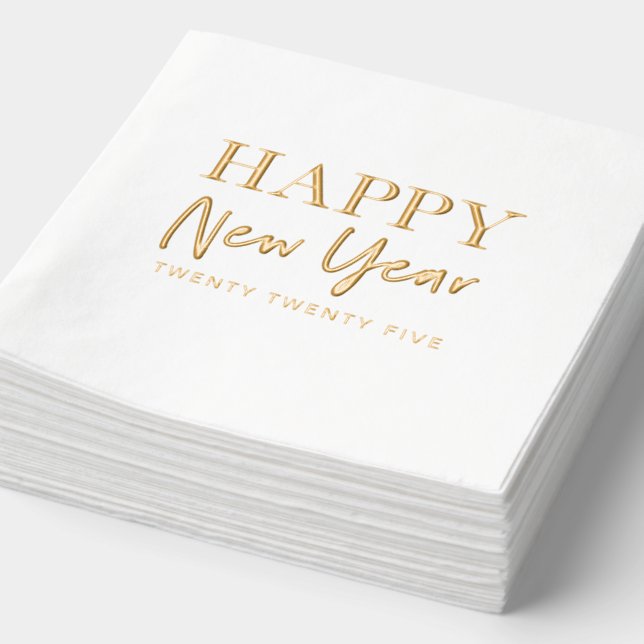 Servilletas Con Brillo Feliz Año Nuevo 2025 (Detalle)