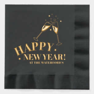 Servilletas Con Brillo Feliz Año Nuevo personalizado estrellas de champán