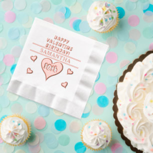 Servilletas Con Brillo Feliz cumpleaños de San Valentín 10 Heart Nombre