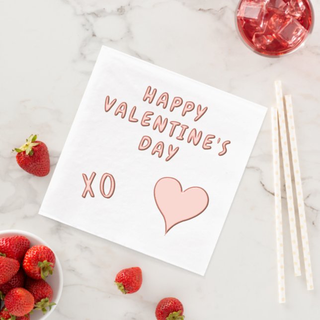 Servilletas Con Brillo Feliz día de San Valentín Corazón (In Situ (Fresa))