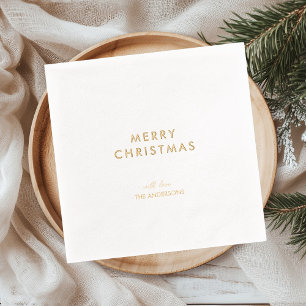 Servilletas Con Brillo Feliz Navidad con Hoja de Oro Mínima