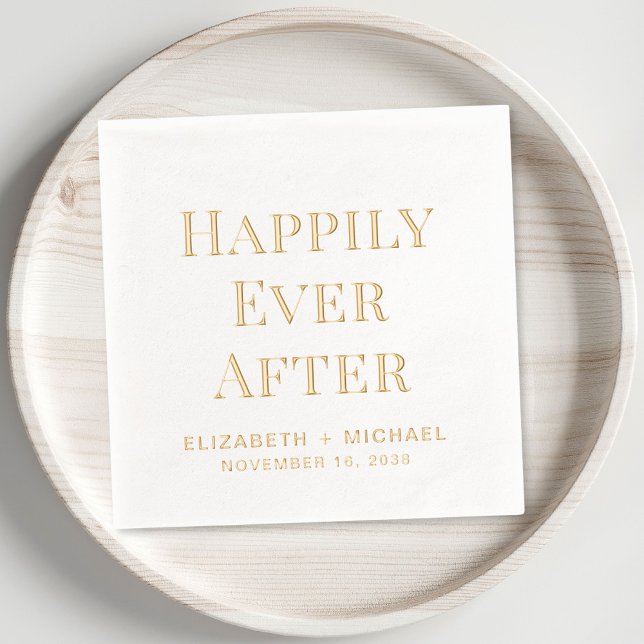 Servilletas Con Brillo Feliz Nunca Después Del Boda (Elevate your wedding reception decor with these elegant "Happily Ever After" foil napkins)