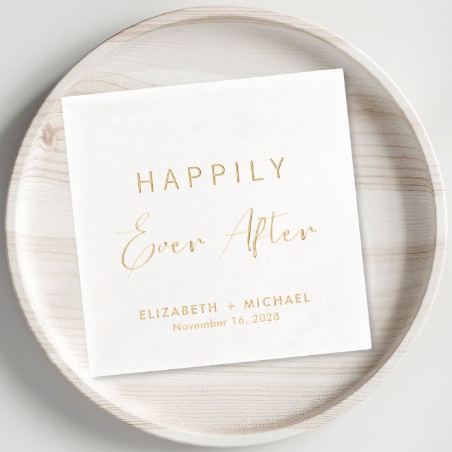 Servilletas Con Brillo Feliz Nunca Después Del Boda (Elevate your wedding reception decor with these elegant "Happily Ever After" foil napkins)