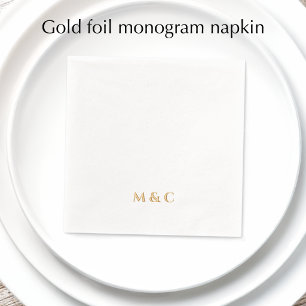 Servilletas Con Brillo Fiesta de aniversario de bodas de oro Monogram Gol