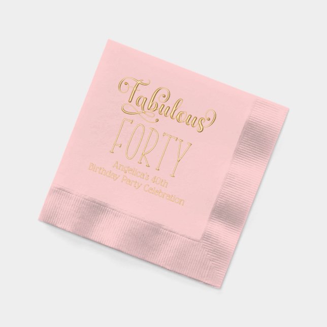 Servilletas Con Brillo Fiesta de Cumpleaños - Fabuloso Cuarenta #7 (Izquierda)
