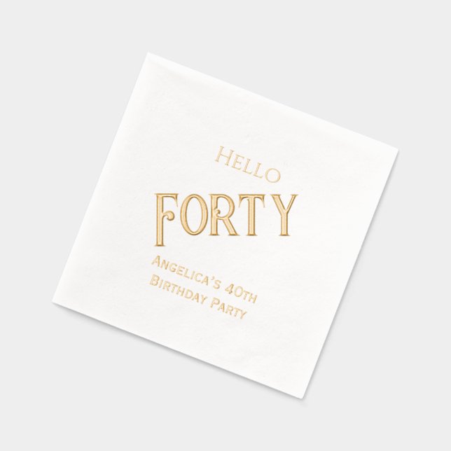 Servilletas Con Brillo Fiesta de cumpleaños llena tu edad Hola Cuarenta # (Izquierda)