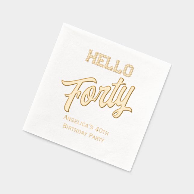 Servilletas Con Brillo * Fiesta de cumpleaños llena tu edad Hola Cuarenta (Izquierda)