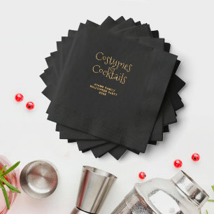 Servilletas Con Brillo Fiesta de disfraces y cócteles negros de Halloween