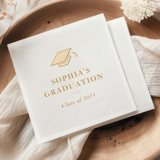 Servilletas Con Brillo Fiesta de Graduación Simple Minimalista (Elegant Foil Graduation Party Napkins.)