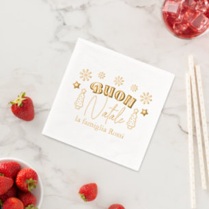 Servilletas Con Brillo Fiesta de Navidad italiana personalizada Buon Nata