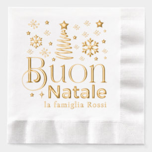 Servilletas Con Brillo Fiesta de Navidad italiana personalizada Buon Nata