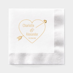 Servilletas Con Brillo Flecha Pierced Heart Ampersand Couple Names Date