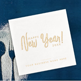 Servilletas Con Brillo Glam Modern Script Feliz Año Nuevo Empresa Comerci