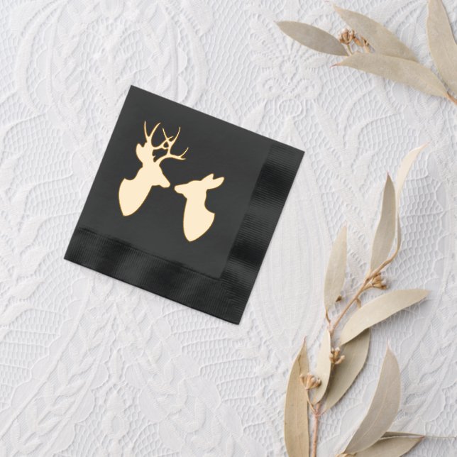 Servilletas Con Brillo Golden Deer Buck and Doe Silhouettes (Insitu (boda 2))