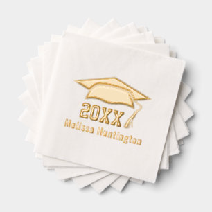 Servilletas Con Brillo Gorra de Graduación Nombre en Negrita Año #1 
