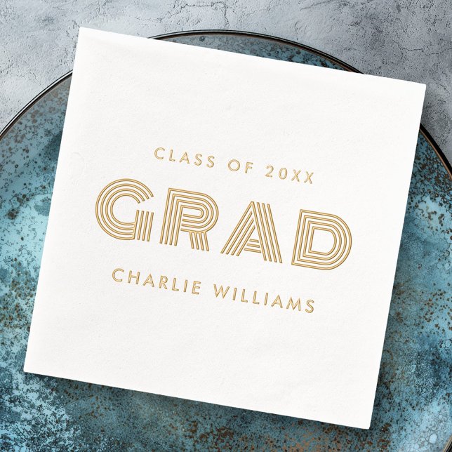 Servilletas Con Brillo Graduación de estudiante Grado clase de nombre del (Student graduation Grad name class of year Foil Napkins)