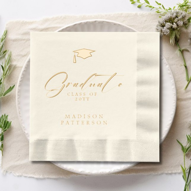 Servilletas Con Brillo Graduación personalizada de elegante guión (Subido por el creador)