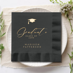 Servilletas Con Brillo Graduación personalizada de elegante guión