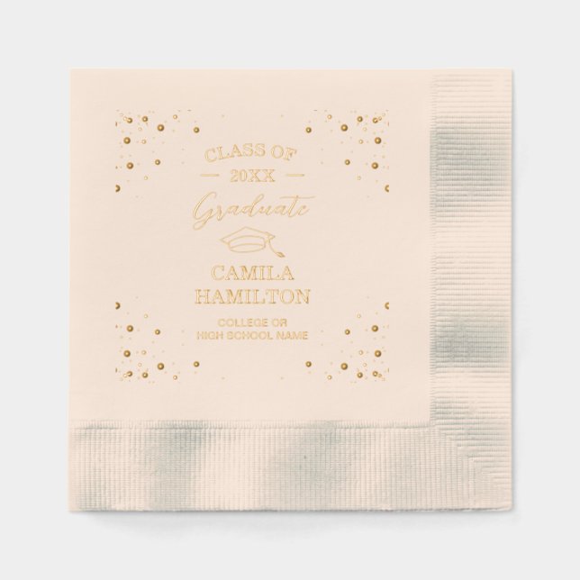 Servilletas Con Brillo Graduate Elegant Gold Confetti (Anverso)