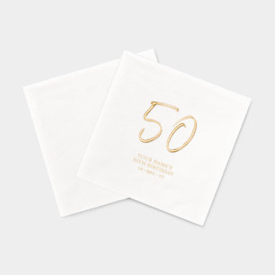 Servilletas Con Brillo Guión de pincel moderno 50 cumpleaños