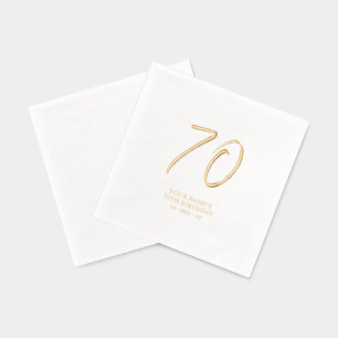 Servilletas Con Brillo Guión de pincel moderno 70 cumpleaños
