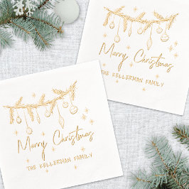 Servilletas Con Brillo Hand Drawn Christmas Gold