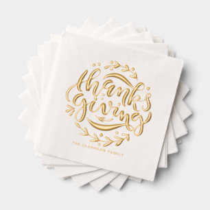 Servilletas Con Brillo Hand Lettered Wreath Thankending