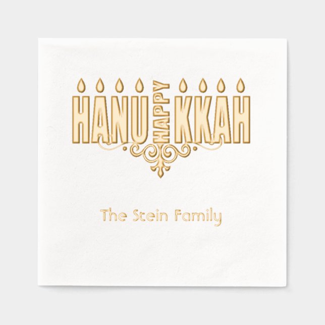 Servilletas Con Brillo Hannukah Relieve metalizado estampado Napkins (Anverso)