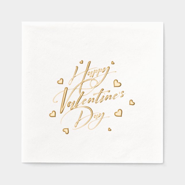 Servilletas Con Brillo Happy Valentine's Day Typography Hearts (Anverso)