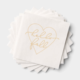 Servilletas Con Brillo Hello Fall Love Heart