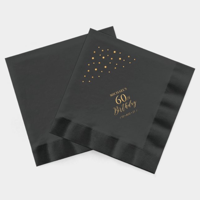 Servilletas Con Brillo Hexagon Confetti Moderno Adulto 60 cumpleaños (Reverso )