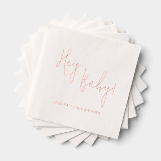 Servilletas Con Brillo Hola bebé nombre personalizado guión moderno (Insitu (apilados))