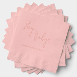 Servilletas Con Brillo Hola bebé nombre personalizado guión moderno